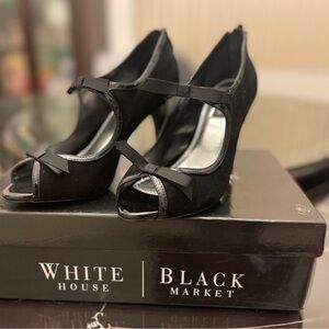 White House Black Market Black Peep-Toe Heels